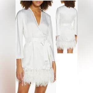 Rya Collection Swan Charmeuse & Ostrich Feather Wrap